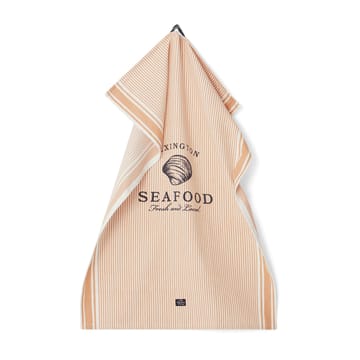 Seafood Striped & Printed keukenhanddoek 50x70 cm - Beige-wit - Lexington