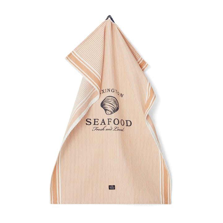 Seafood Striped & Printed keukenhanddoek 50x70 cm - Beige-wit - Lexington
