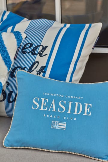 Seaside Small Organic Cotton Twill kussen 30x40 cm - Blauw-lichtbeige - Lexington