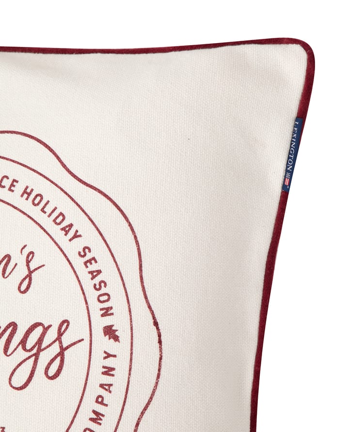 Seasons Greetings Cotton kussenhoes 50x50 cm, Off white-red Lexington