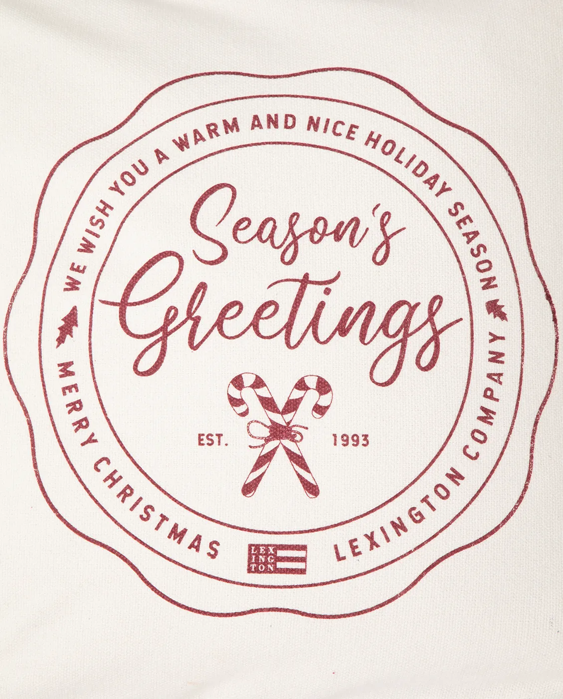 Seasons Greetings Cotton kussenhoes 50x50 cm, Off white-red Lexington
