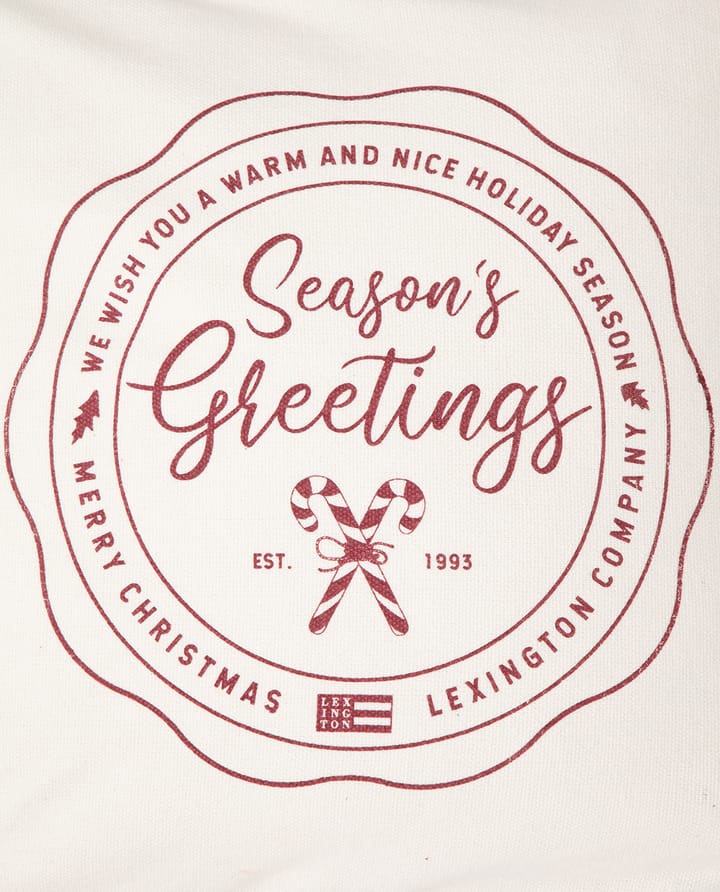 Seasons Greetings Cotton kussenhoes 50x50 cm, Off white-red Lexington