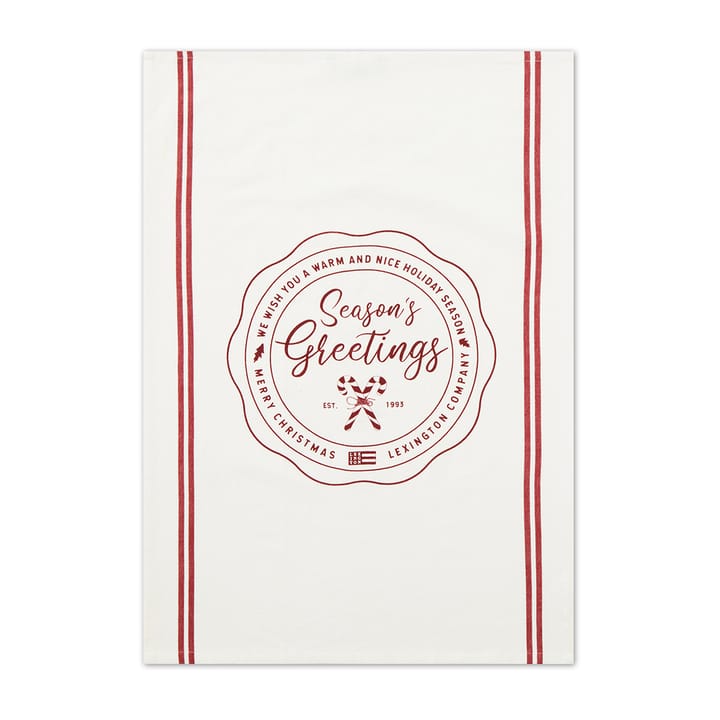 Seasons Greetings Printed keukenhanddoek 50x70 cm - White-red - Lexington