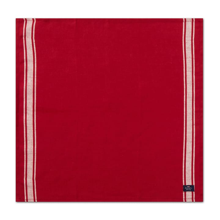 Side Striped Cotton Linen servet 50x50 cm - Red-white - Lexington