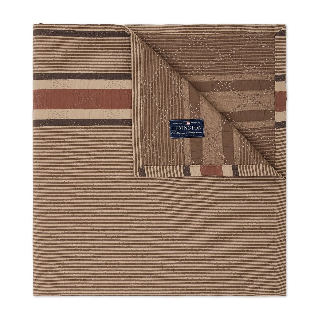 Lexington Side Striped Soft Quilted sprei 240x260 cm Beige