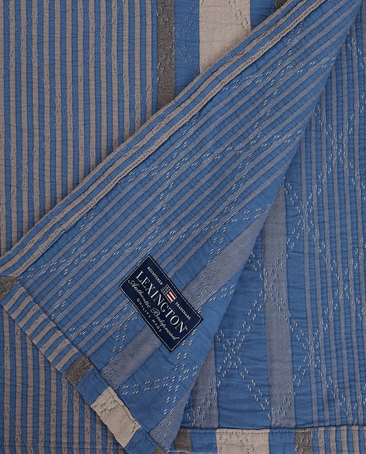 Side Striped Soft Quilted sprei 240x260 cm - Blue - Lexington