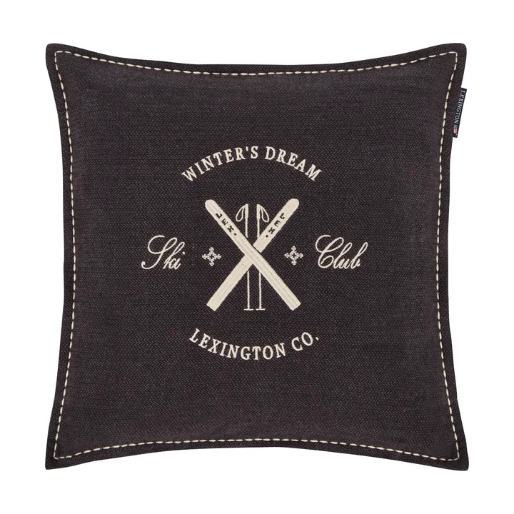 Ski Club kussenhoes van biologisch katoen - Navy-Light beige, 50x50 cm - Lexington