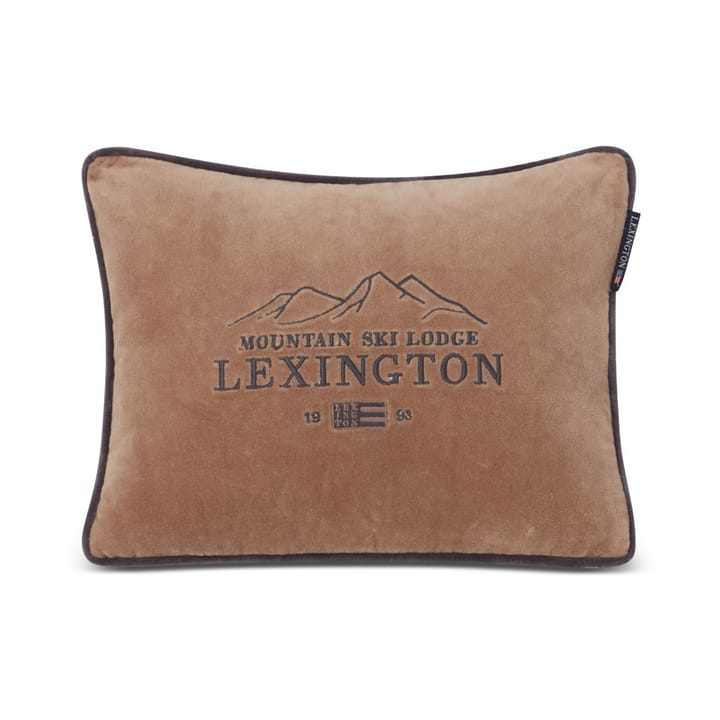 Ski Lodge Organic Cotton Velvet kussen 30x40 cm - Beige-dark gray - Lexington