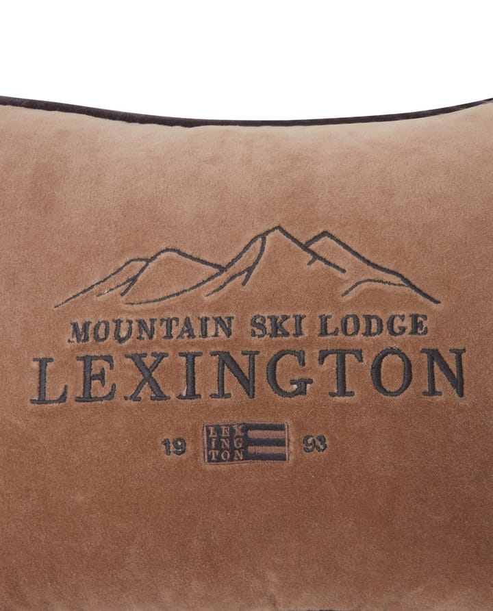 Ski Lodge Organic Cotton Velvet kussen 30x40 cm, Beige-dark gray Lexington