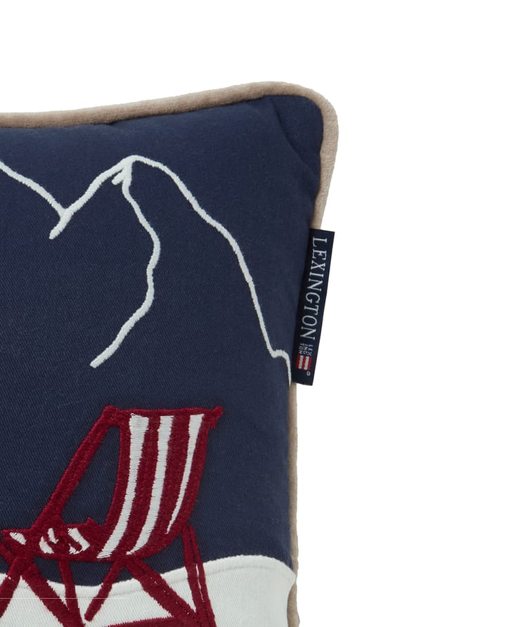 Ski resort ecologische katoen twill kussen 30x50 cm, White-Dark blue Lexington