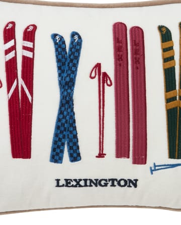 Skis and Poles eko. fluweel katoen kussen 30x40 cm - White-multi - Lexington