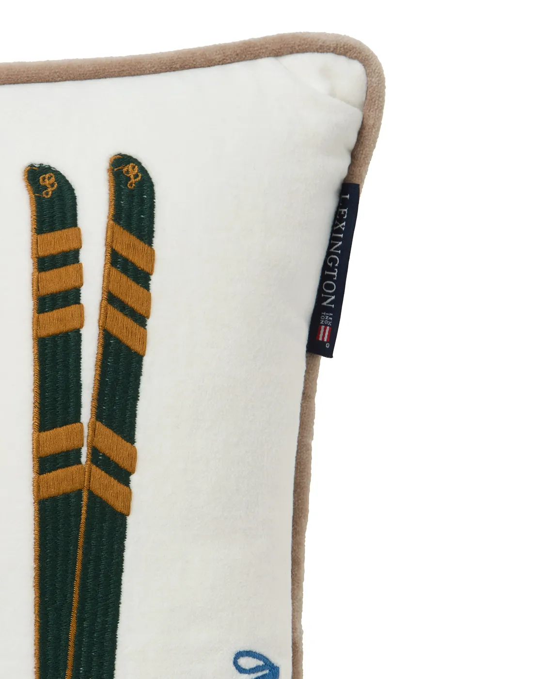 Skis and Poles eko. fluweel katoen kussen 30x40 cm, White-multi Lexington