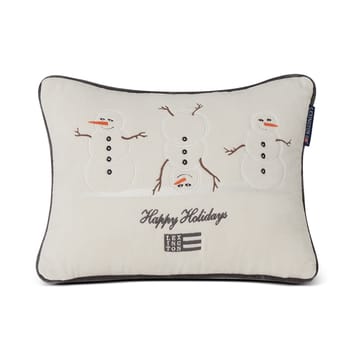 Snowmen Embroidered Cotton Velvet kussen 30x40 cm - Snow white-dark gray - Lexington