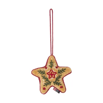 Star kersthanger van biologisch katoenfluweel - Multi, 10x11x3 cm - Lexington