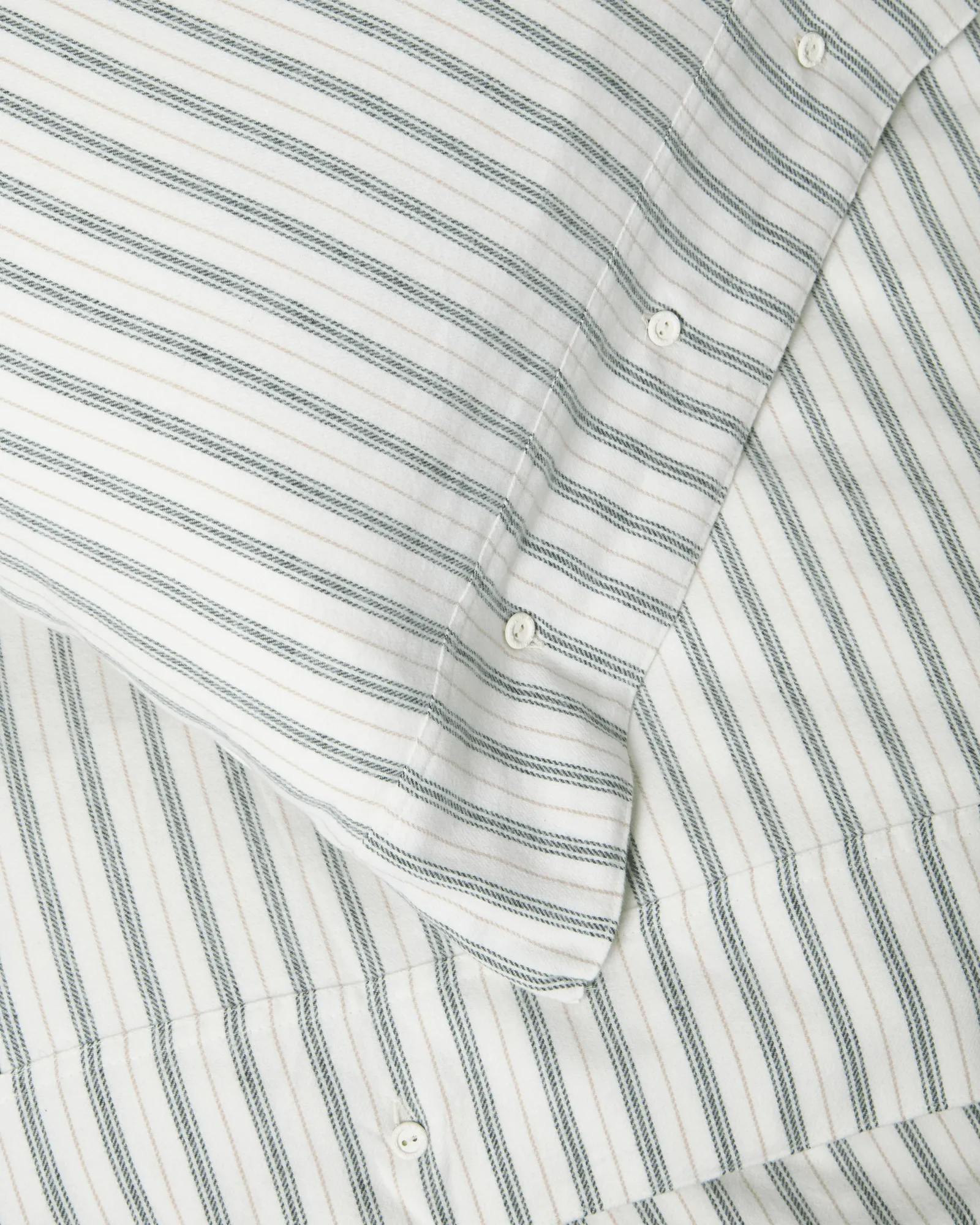 Stripe cotton flannel dekbedovertrekset, White-green-beige, 2 st 50x60 cm/1 st 220x220 cm Lexington