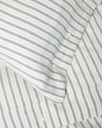 Stripe cotton flannel dekbedovertrekset - White-green-beige, 50x60 cm/150x210 cm - Lexington