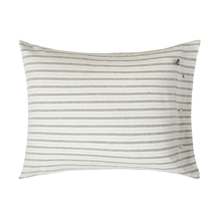 Stripe cotton flannel kussensloop - White-green-beige, 50x60 cm - Lexington