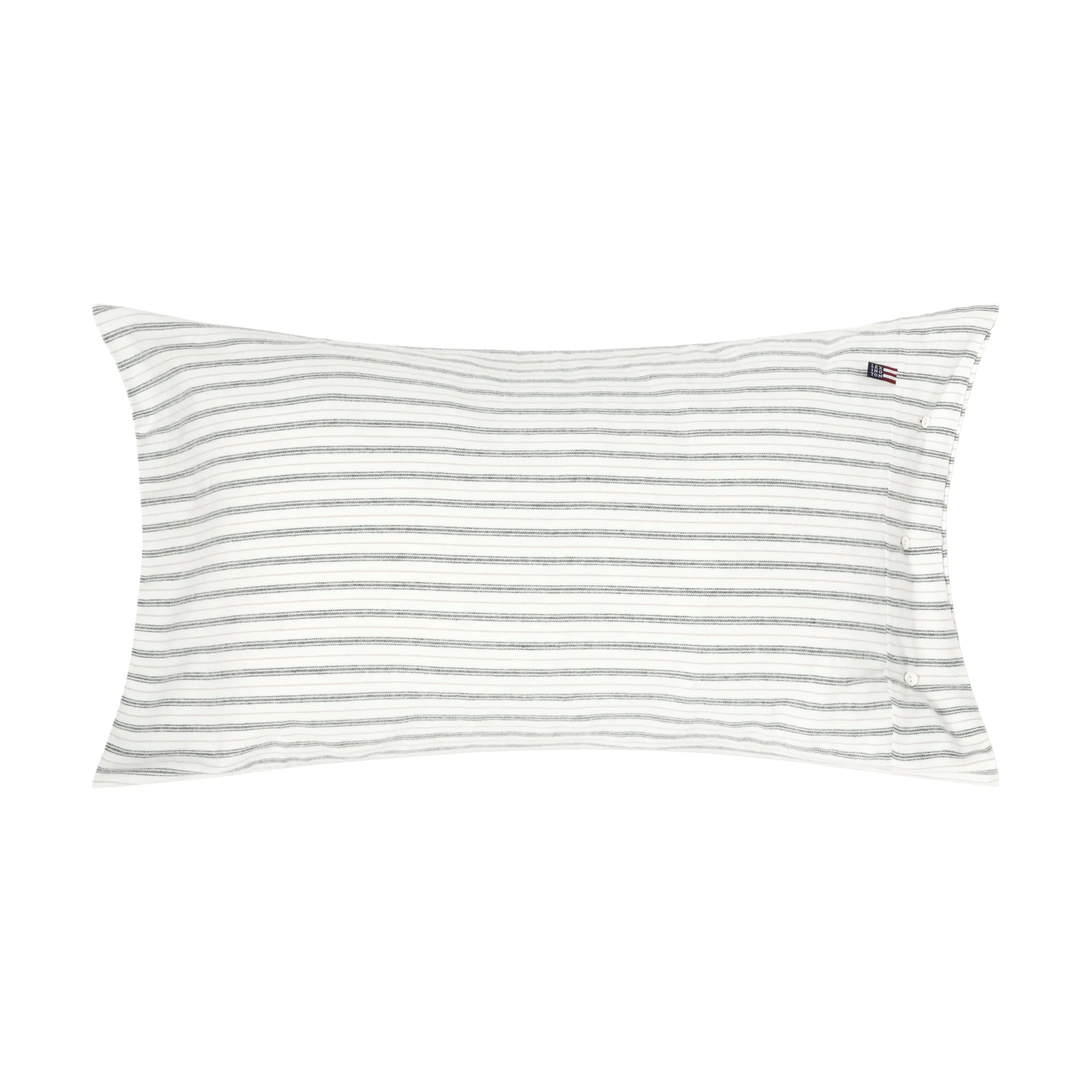 Stripe cotton flannel kussensloop, White-green-beige, 50x90 cm Lexington