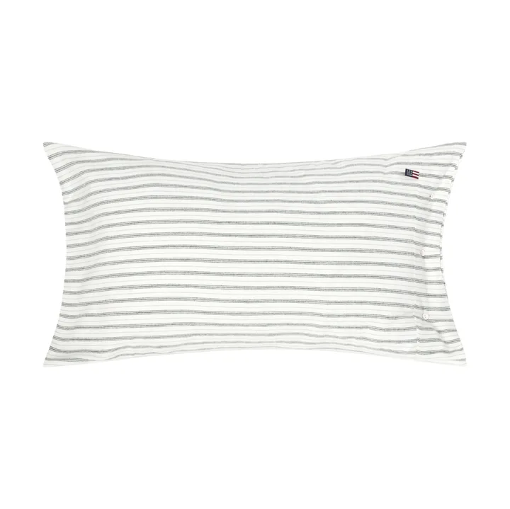Stripe cotton flannel kussensloop - White-green-beige, 50x90 cm - Lexington