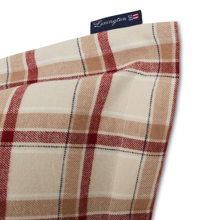Striped Cotton Flannel beddengoedset - Beige-rood - Lexington