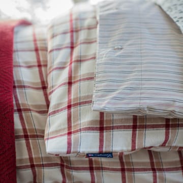 Striped Cotton Flannel beddengoedset - Beige-rood - Lexington