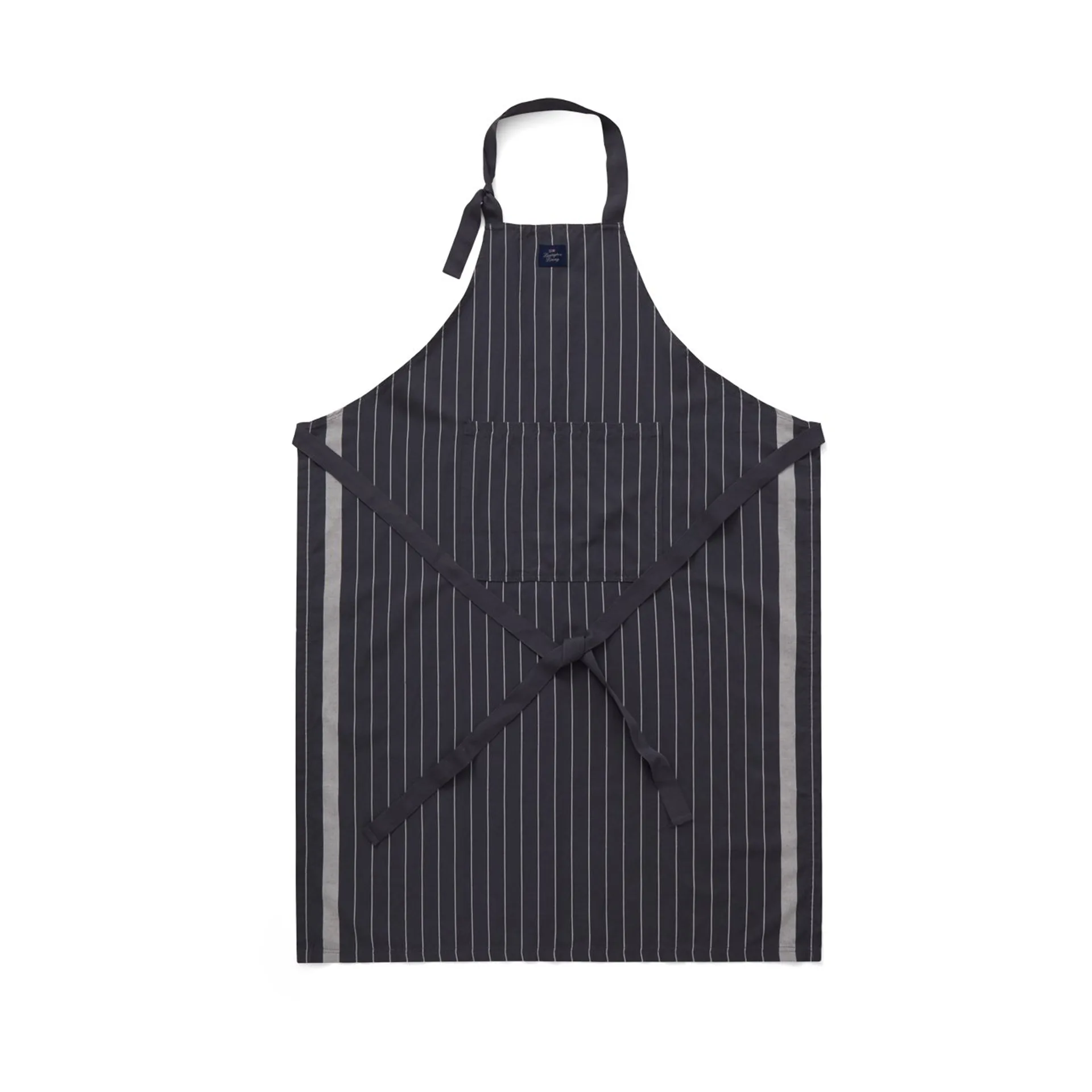 Striped Cotton Linen schort, Dark gray-white Lexington