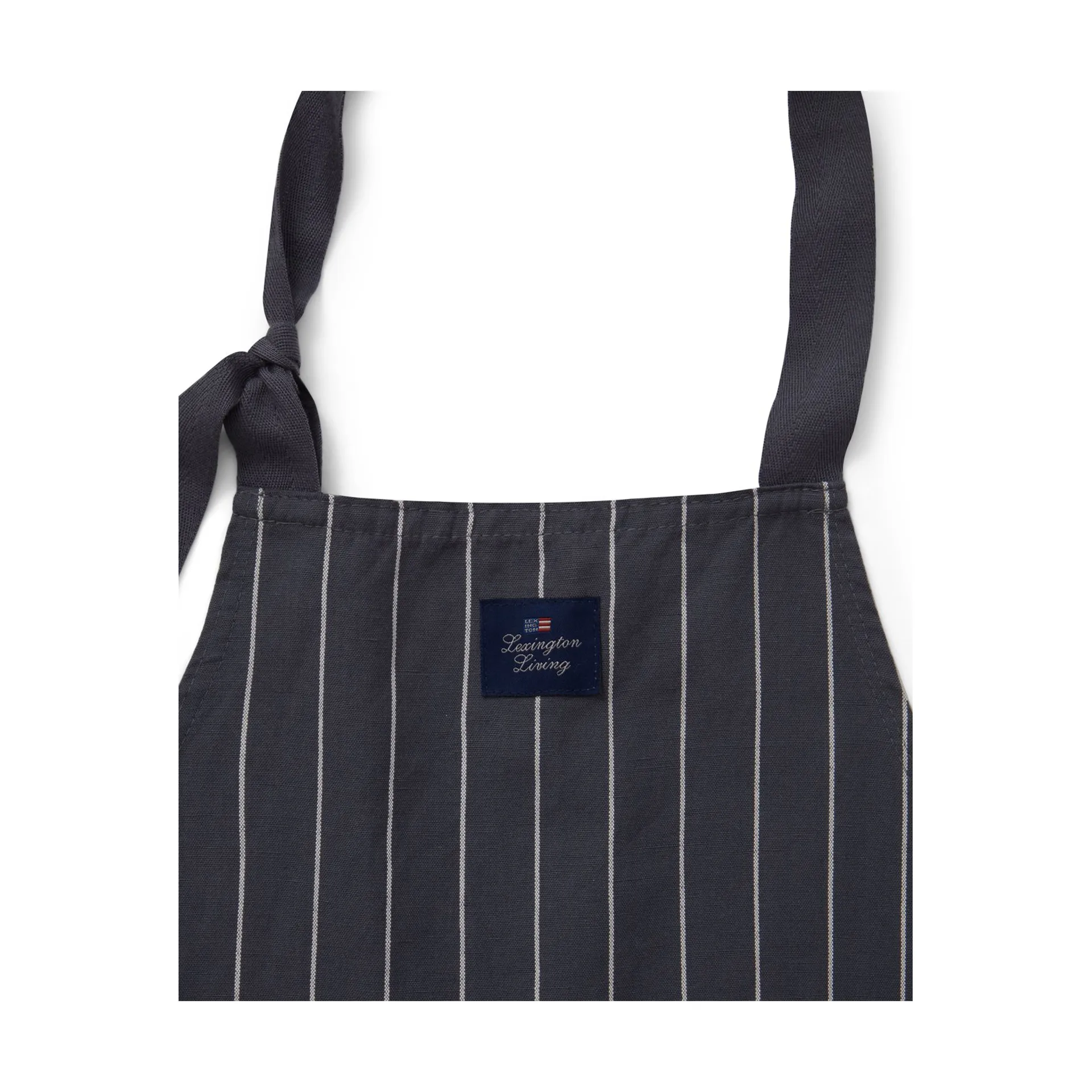 Striped Cotton Linen schort, Dark gray-white Lexington