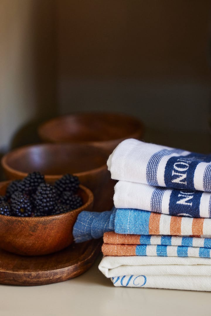 Striped Cotton Linen theedoek 50x70 cm, Blue Lexington