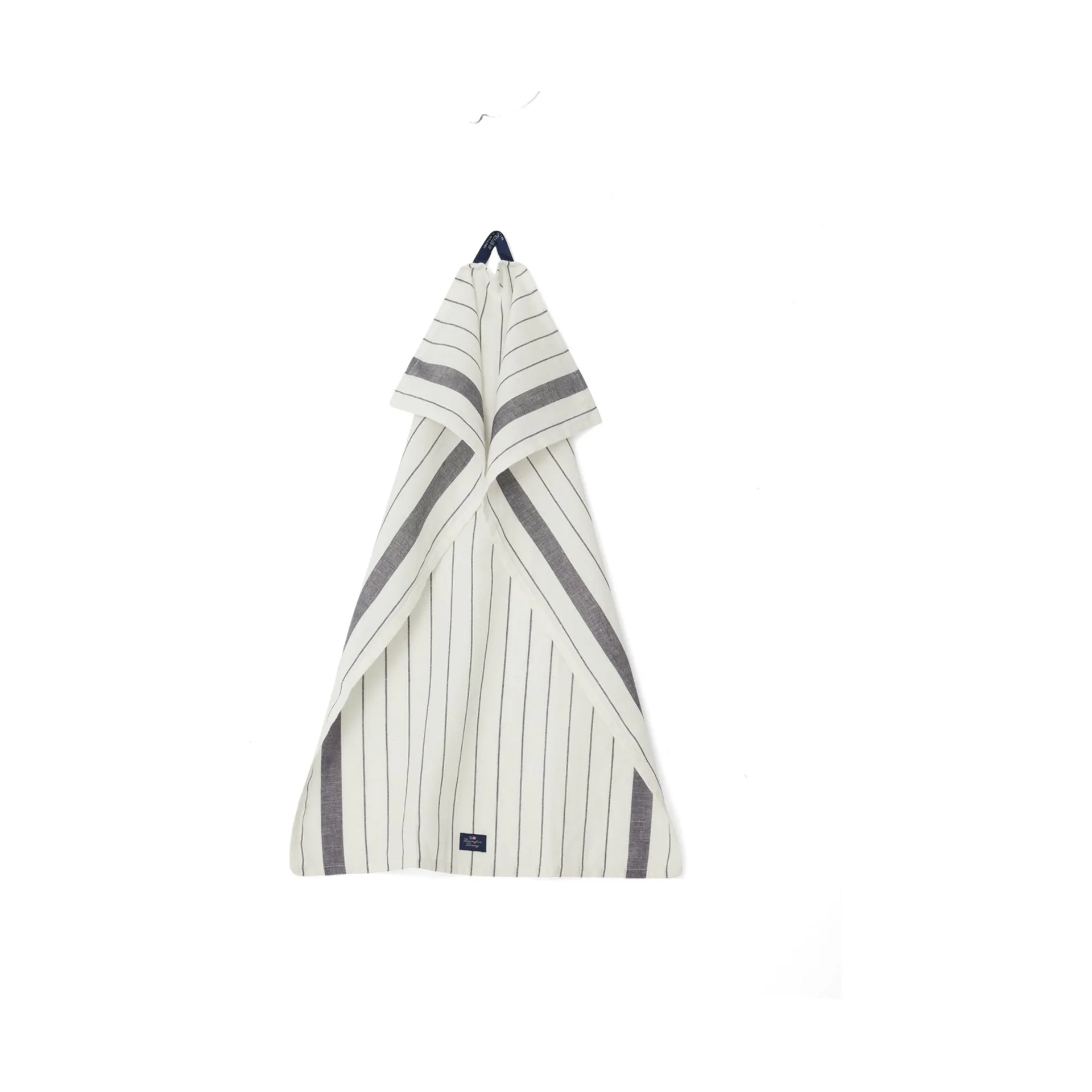 Striped Cotton Linen theedoek 50x70 cm, White Lexington