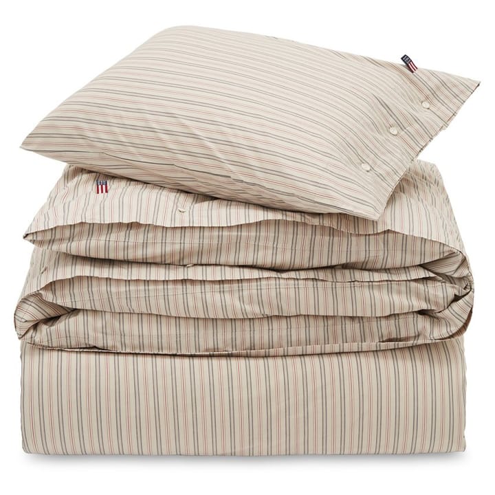 Striped Cotton Poplin beddengoedset - Light beige-multi - Lexington