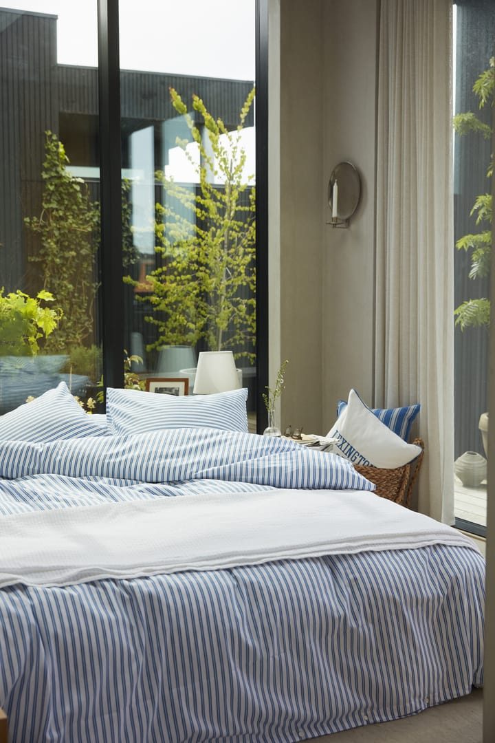 Striped Cotton Poplin dekbedovertrek 150x210 cm, Blauw Lexington
