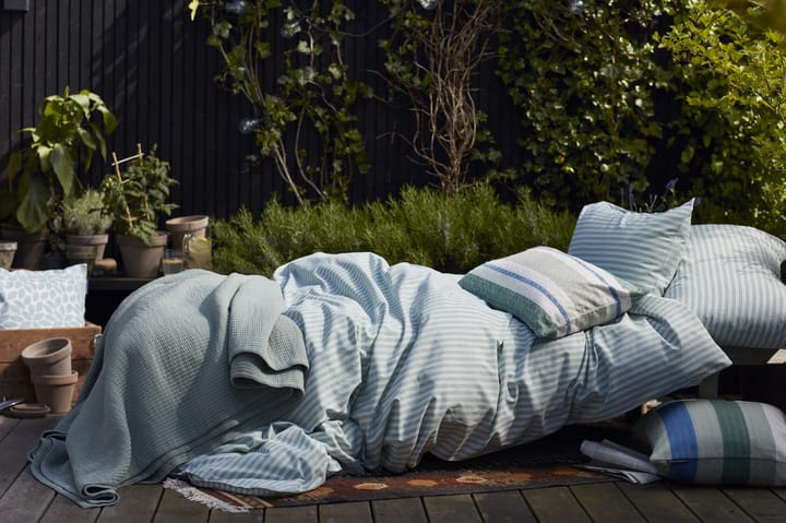 Striped Cotton Poplin dekbedovertrek 150x210 cm, Groen Lexington