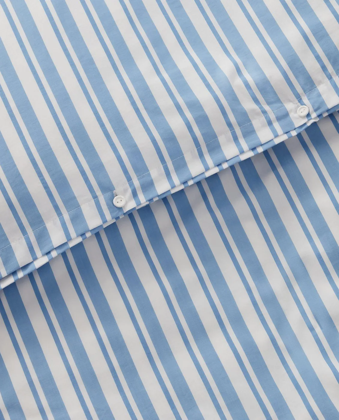 Striped Cotton Poplin dekbedovertrekset, White-Blue, 1 kussensloop Lexington