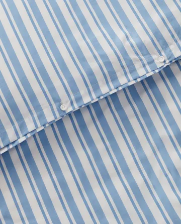 Striped Cotton Poplin dekbedovertrekset - White-Blue, 1 kussensloop - Lexington