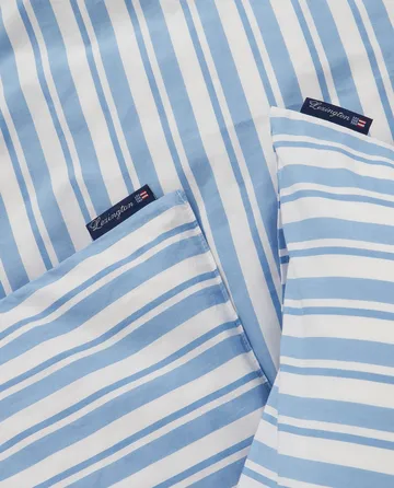 Striped Cotton Poplin dekbedovertrekset - White-Blue, 1 kussensloop - Lexington