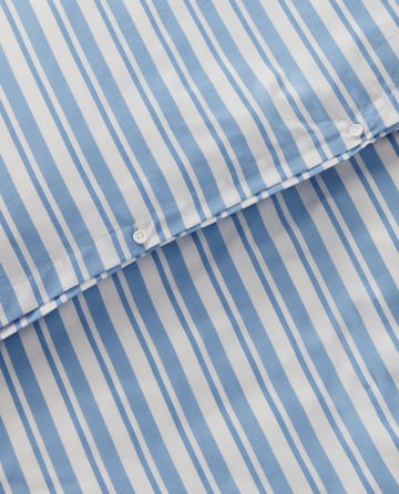 Striped Cotton Poplin dekbedovertrekset - White-Blue, 2 kussensloop - Lexington