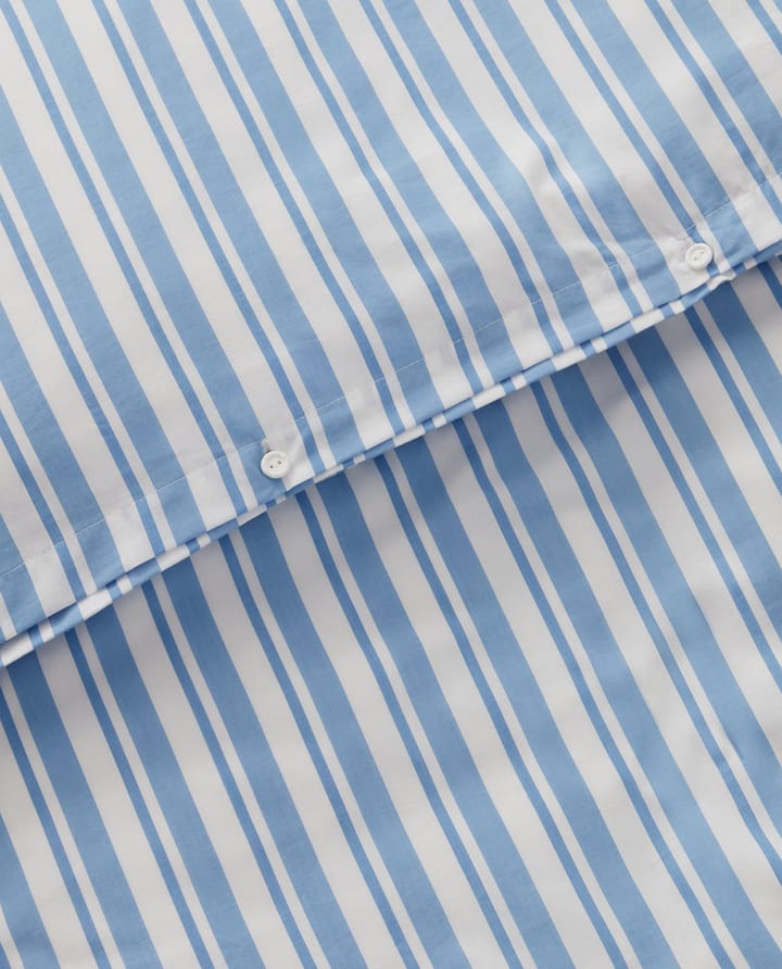 Striped Cotton Poplin dekbedovertrekset - White-Blue, 2 kussensloop - Lexington