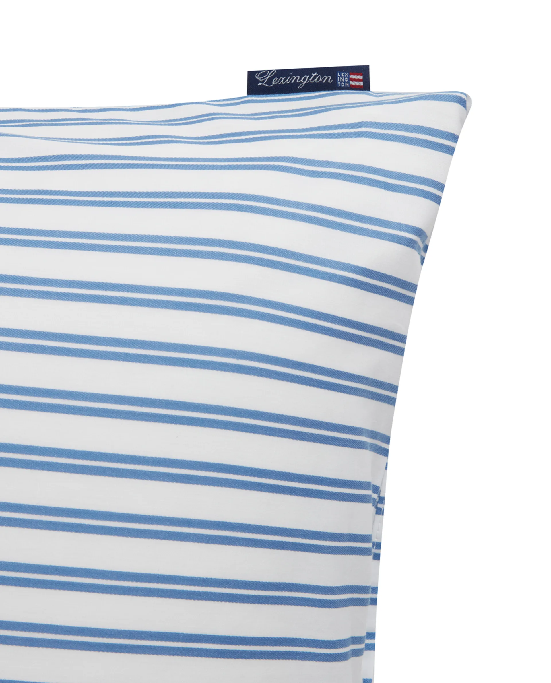 Striped Cotton Poplin kussensloop 50x60 cm, Blauw Lexington