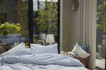 Striped Cotton Poplin kussensloop 50x60 cm - Blauw - Lexington