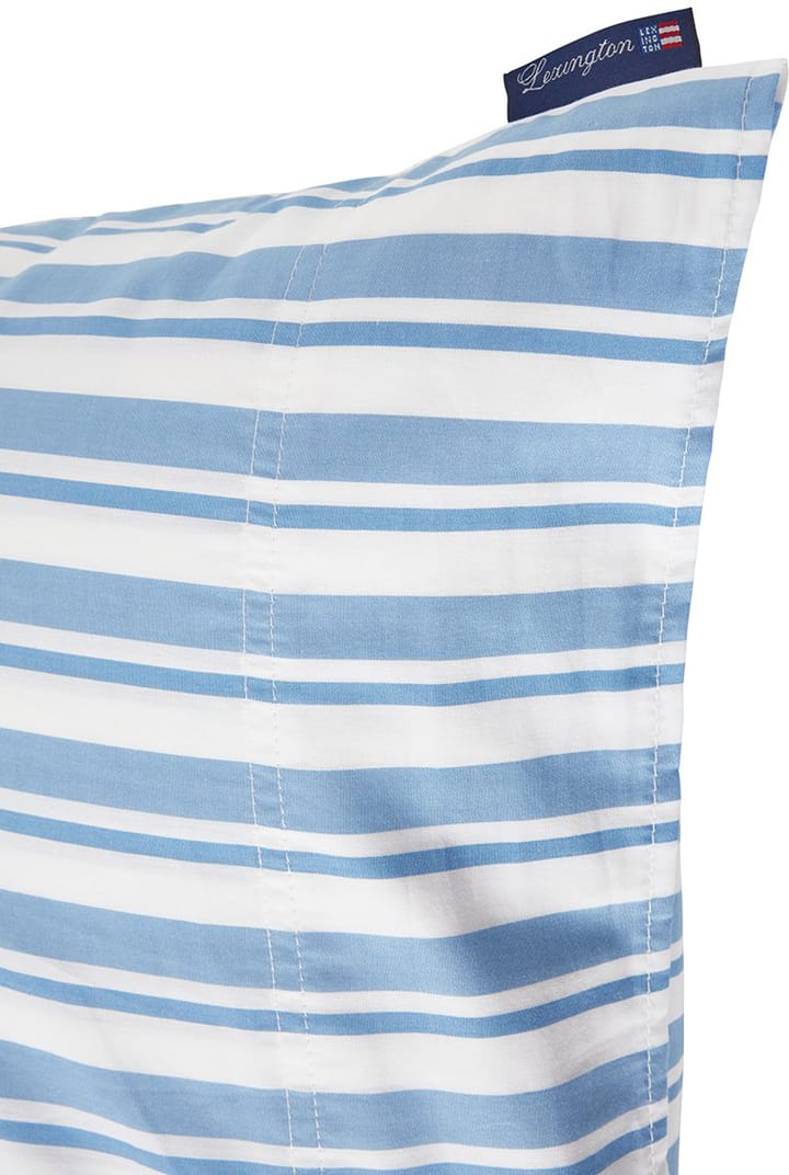 Striped Cotton Poplin kussensloop 50x60 cm, White-Blue Lexington