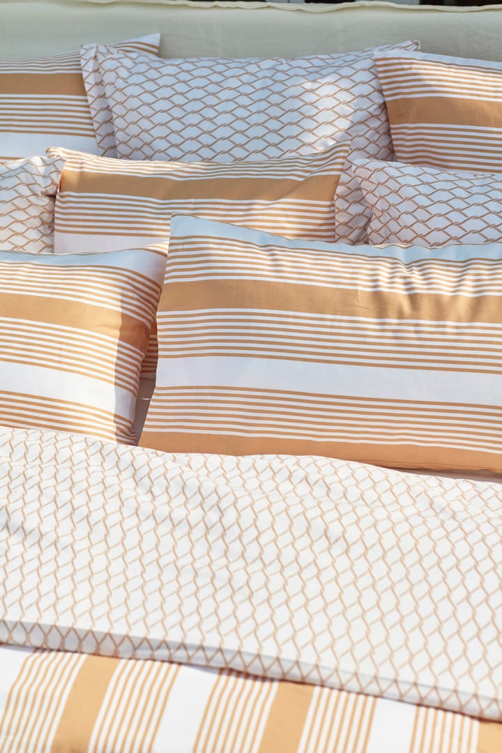 Striped Cotton Sateen dekbedovertrekset 150x210 cm - Beige-wit - Lexington