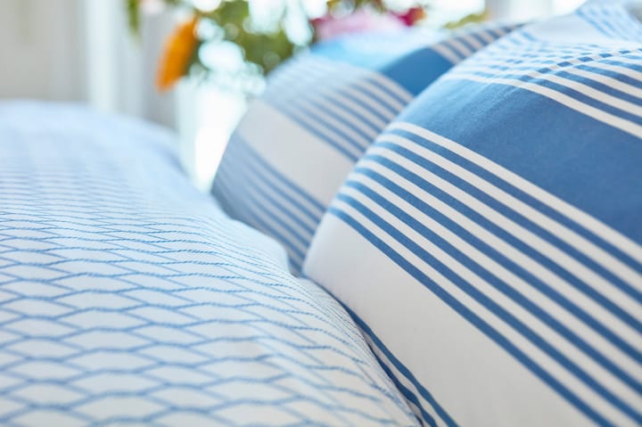 Striped Cotton Sateen dekbedovertrekset 150x210 cm - Blauw-wit - Lexington