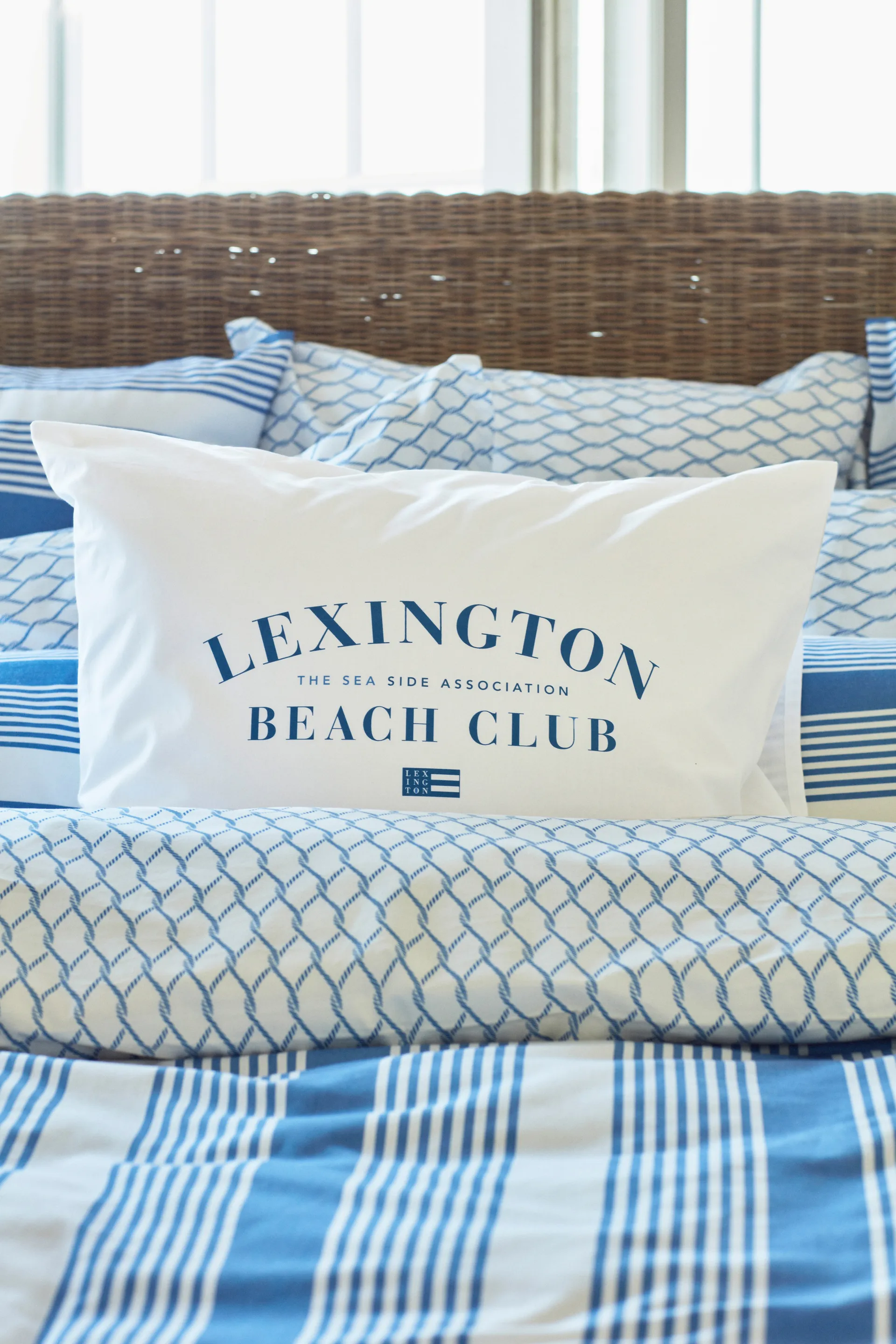 Striped Cotton Sateen dekbedovertrekset 150x210 cm, Blauw-wit Lexington