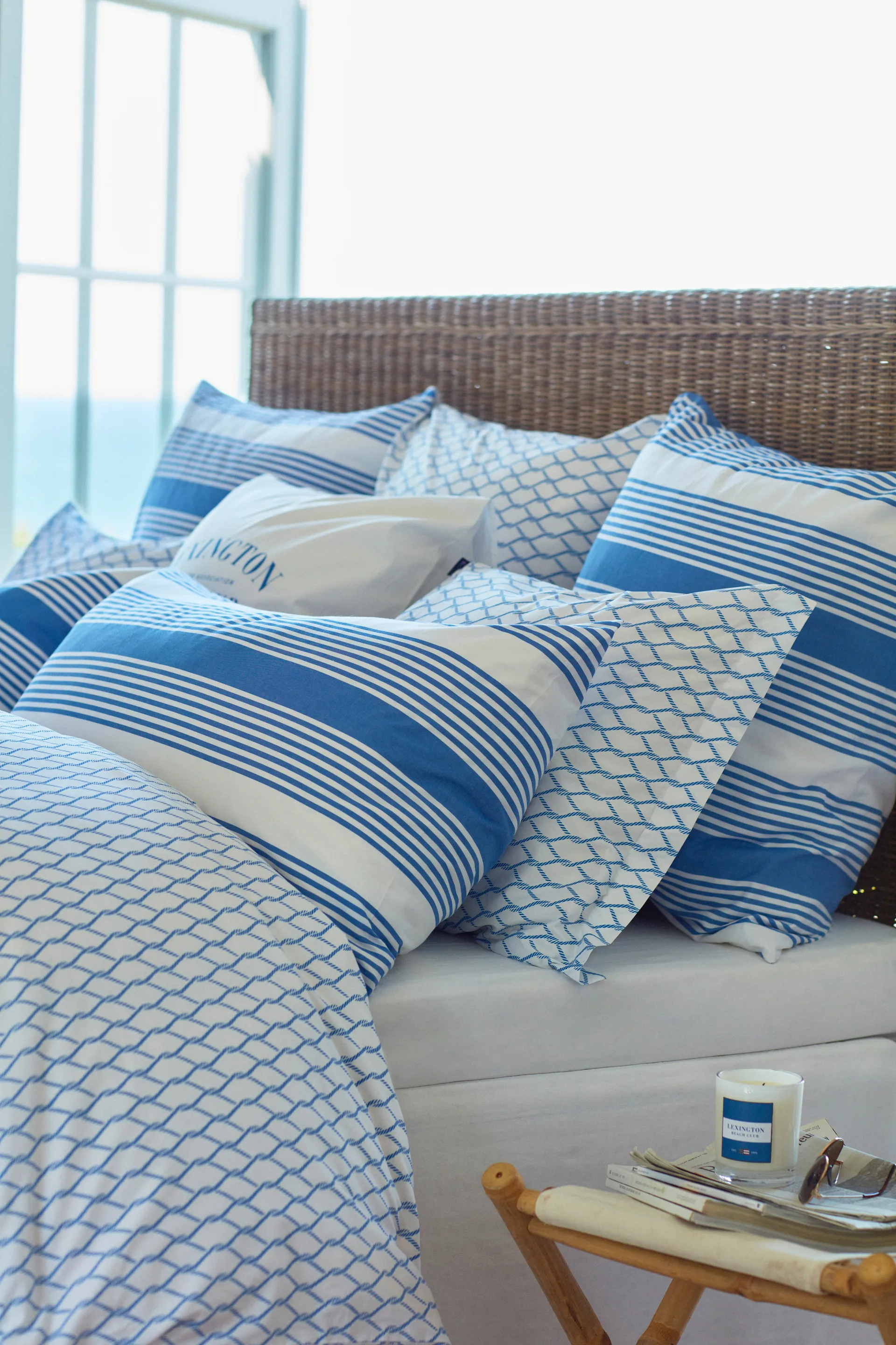 Striped Cotton Sateen dekbedovertrekset 150x210 cm, Blauw-wit Lexington