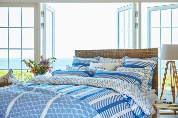 Striped Cotton Sateen dekbedovertrekset 150x210 cm - Blauw-wit - Lexington