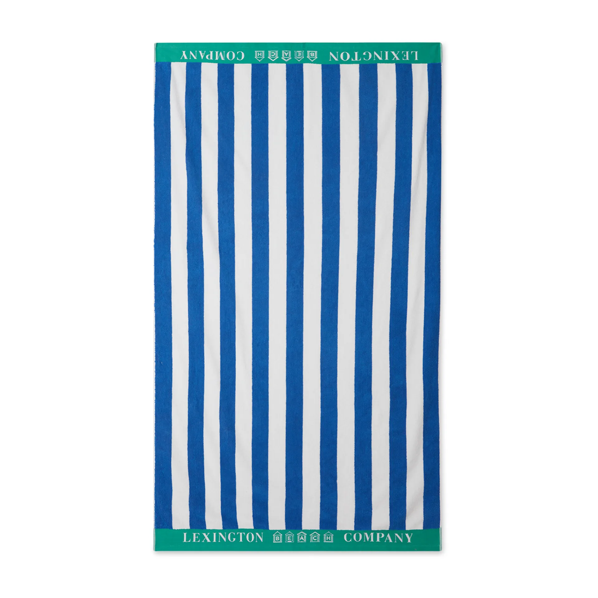 Striped Cotton Terry strandhanddoek 100x180 cm, Blauw-wit-groen Lexington