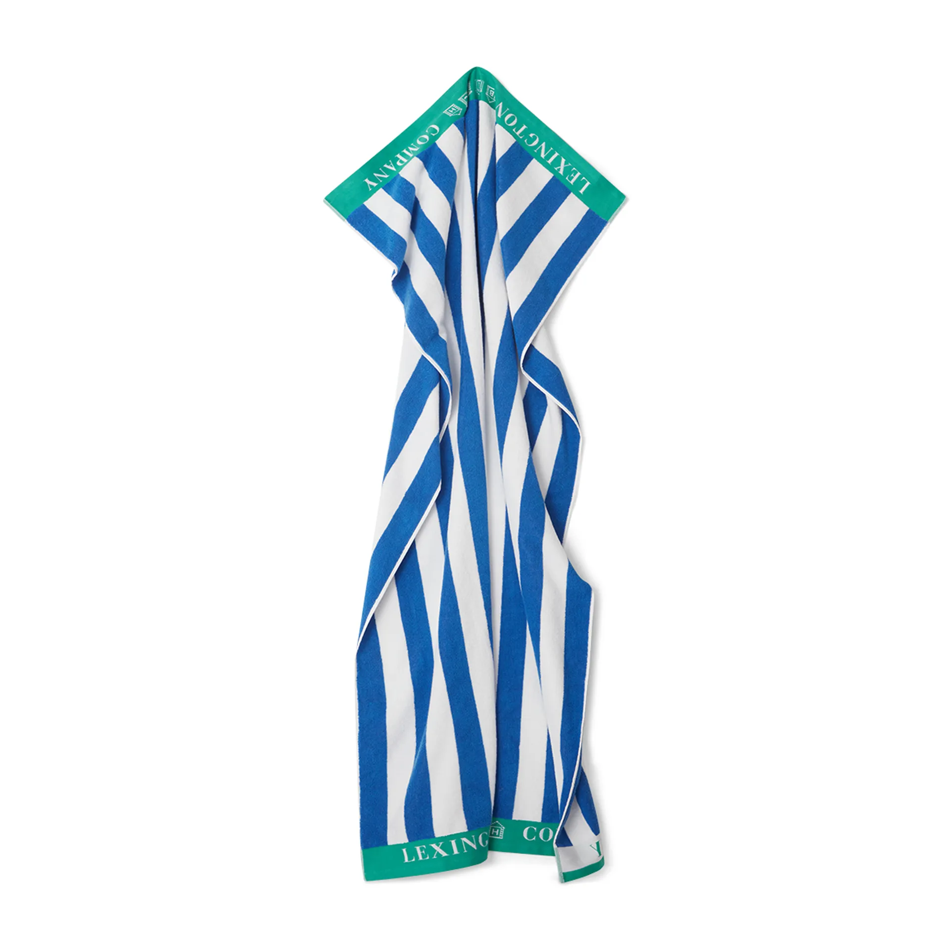 Striped Cotton Terry strandhanddoek 100x180 cm, Blauw-wit-groen Lexington