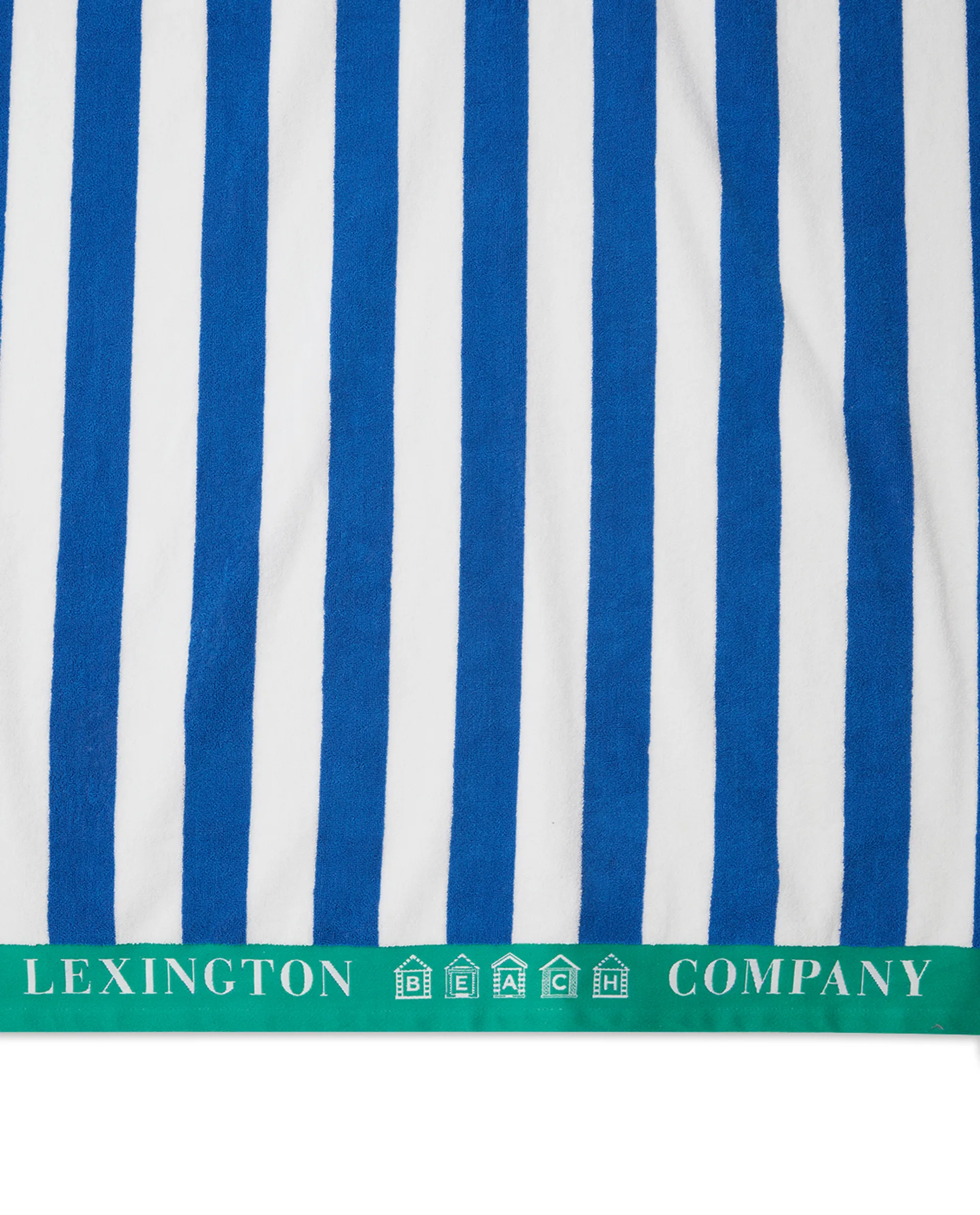 Striped Cotton Terry strandhanddoek 100x180 cm, Blauw-wit-groen Lexington