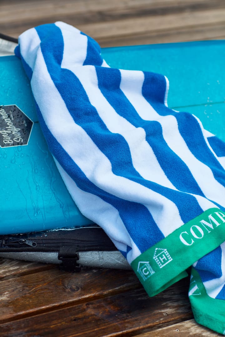 Striped Cotton Terry strandhanddoek 100x180 cm - Blauw-wit-groen - Lexington
