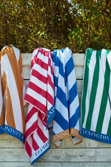 Striped Cotton Terry strandhanddoek 100x180 cm - Blauw-wit-groen - Lexington